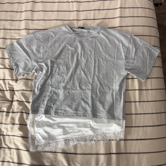 ASOS Top with Asymmetric Lace & Satin Hem size M - Picture 2 of 3